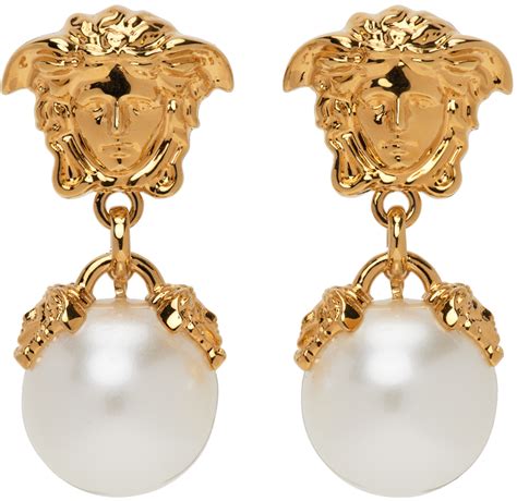 versace black and gold earrings|real gold pearl earrings.